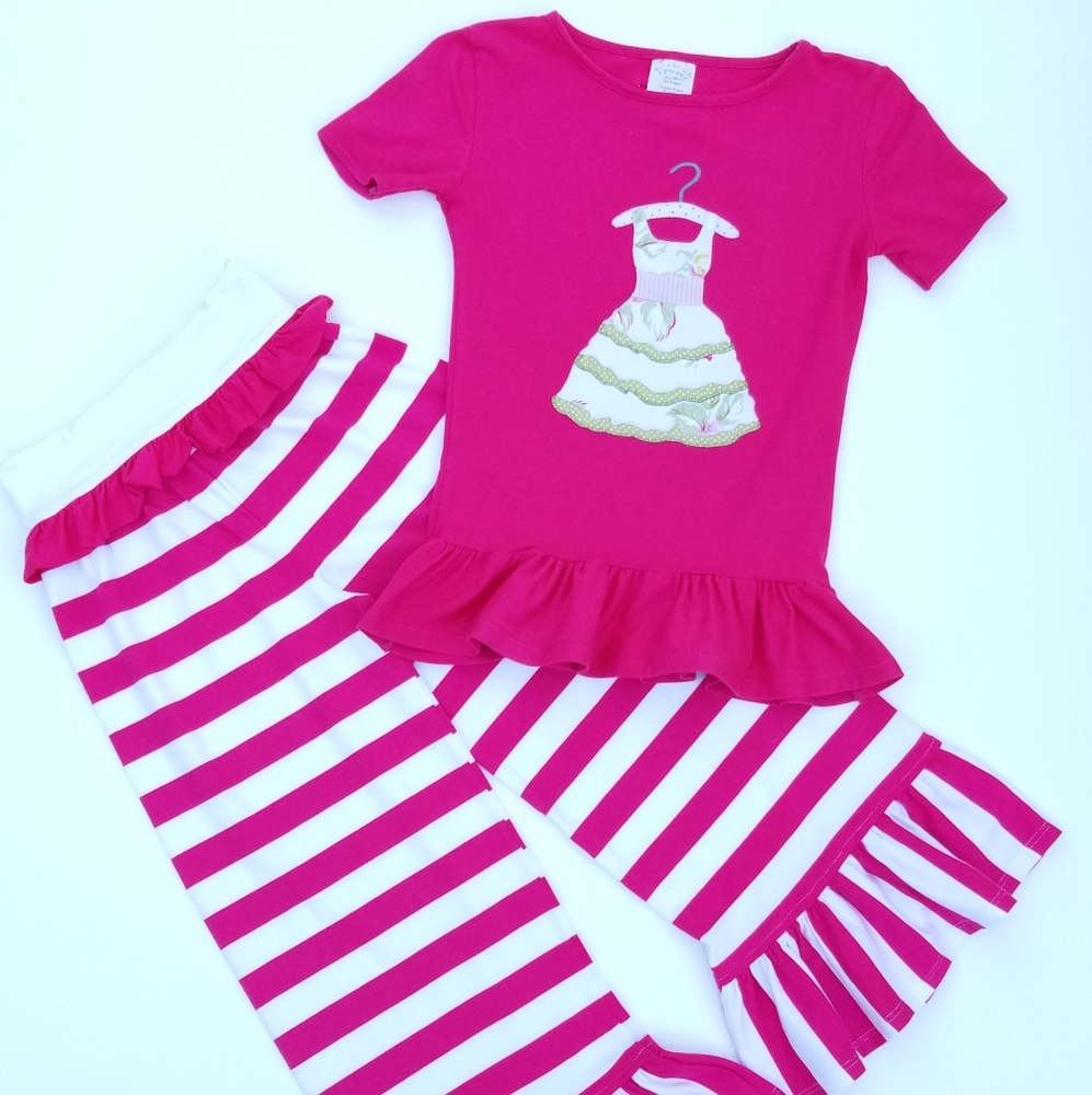 PERSNICKETY Boutique Outfit Top Ruffle Pants Sz 8